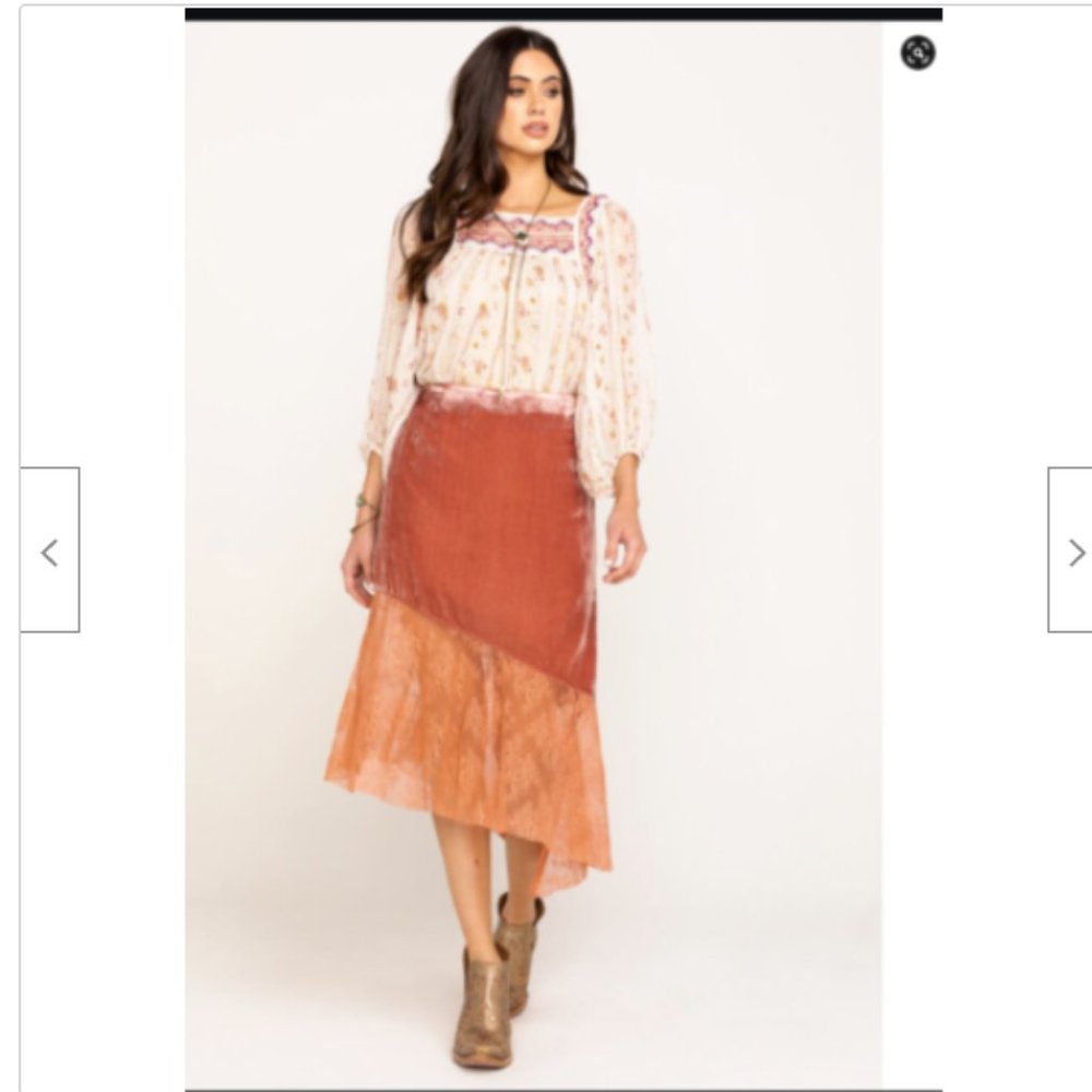 NWT Free People My Lacey Velvet Midi Skirt Sheer - Picture 2 of 6